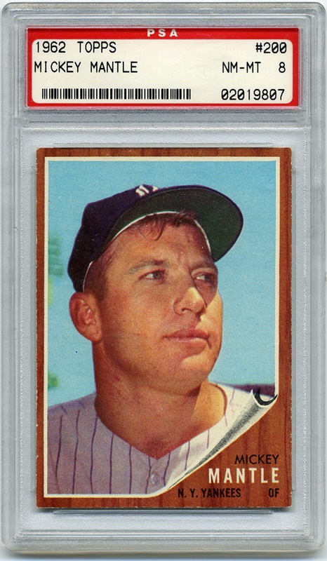 Baseball and Trading Cards - 1962 Topps #200 Mickey Mantle PSA 8