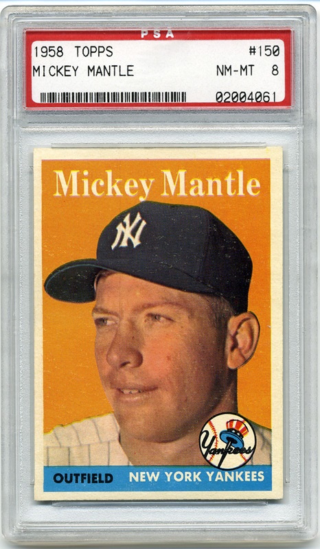 Baseball and Trading Cards - 1958 Topps #150 Mickey Mantle PSA 8