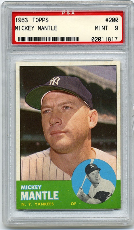Baseball and Trading Cards - 1963 Topps Mickey Mantle PSA 9