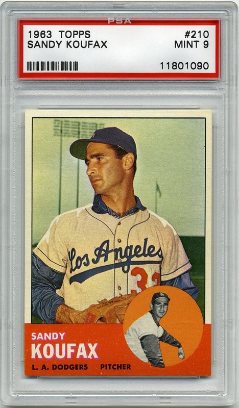 Baseball and Trading Cards - 1963 Topps #210 Sandy Koufax PSA 9