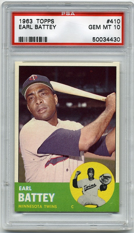 Baseball and Trading Cards - 1963 Topps #410 Earl Battey PSA 10