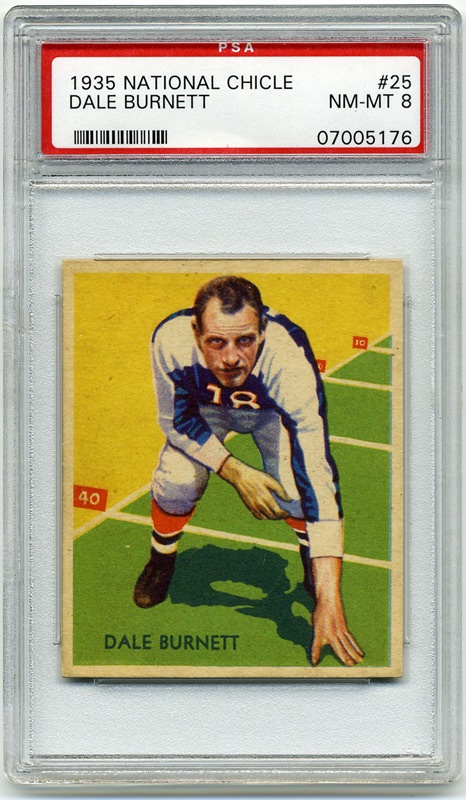 Football Cards - 1935 National Chicle#25 Dale Burnett PSA 8
