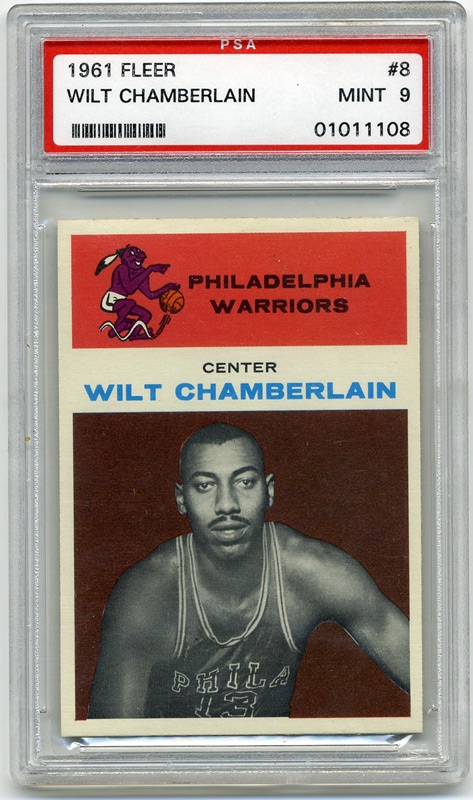 Basketball Cards - 1961 Fleer #8 Wilt Chamberlain PSA 9