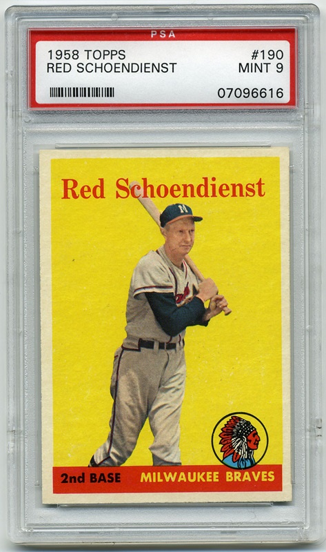Baseball and Trading Cards - 1958 Topps #190 Red Schoendienst PSA 9