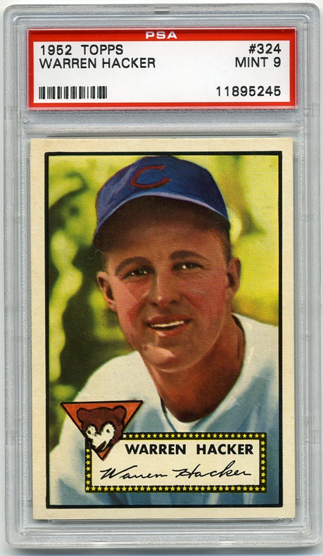 Baseball and Trading Cards - 1952 Topps #324 Warren Hacker PSA 9