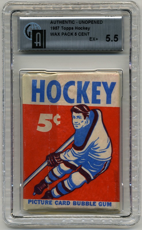 Unopened Cards - 1957 Topps Hockey Unopened Pack GAI 5.5