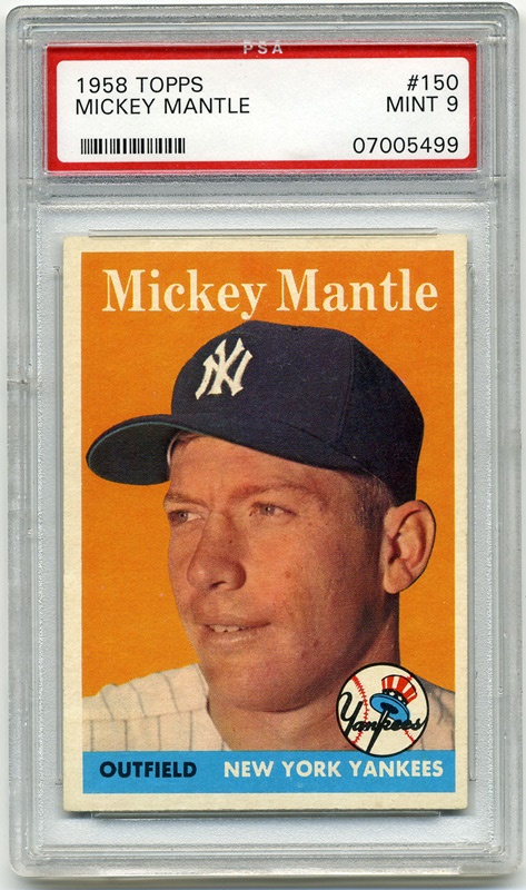 Baseball and Trading Cards - 1958 Topps #150 Mickey Mantle PSA 9