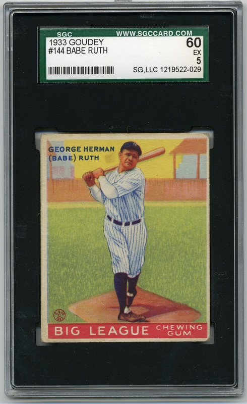 - 1933 Goudey #144 Babe Ruth SGC 60 Ex