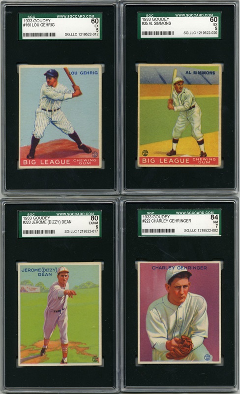 - 1933 Goudey Mid to High Grade SGC Collection (33) With Key Cards