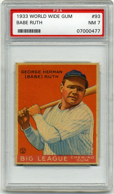 - 1933 World Wide Gum #93 Babe Ruth PSA 7