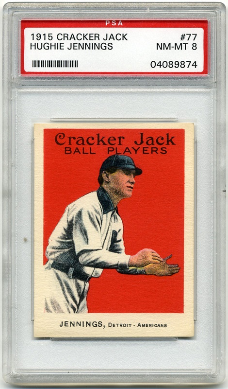 Baseball and Trading Cards - 1915 Cracker Jack #77 Hughie Jennings PSA 8