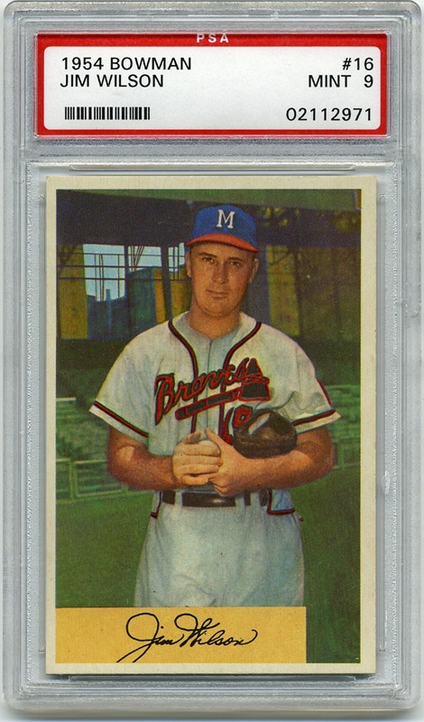 Baseball and Trading Cards - 1954 Bowman #16 Jim Wilson Pop 1 PSA 9