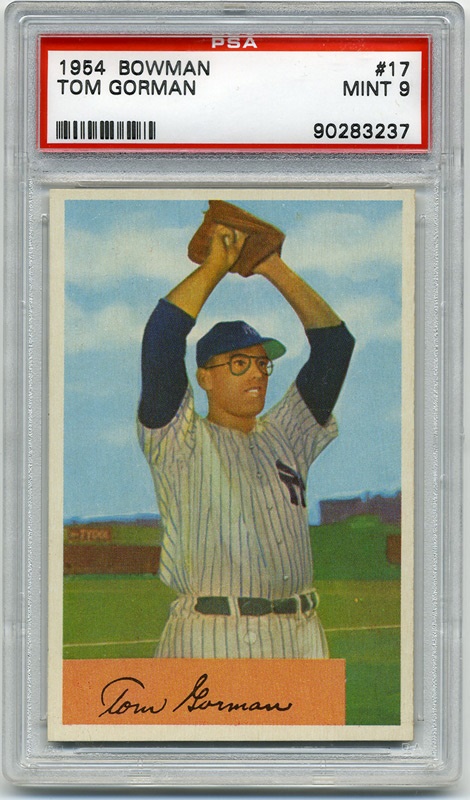 Baseball and Trading Cards - 1954 Bowman #17 Tom Gorman Pop 1 PSA 9