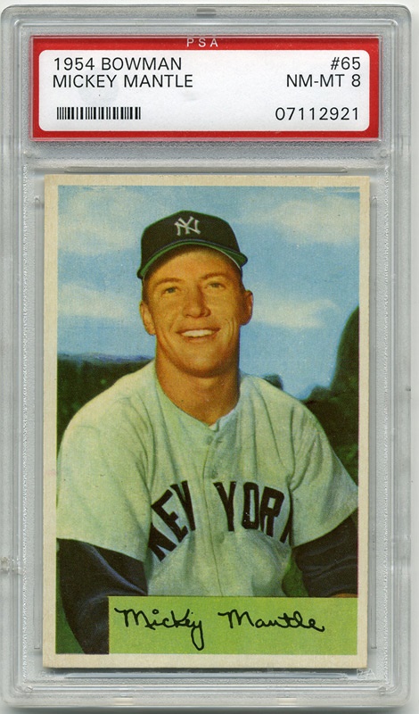 Baseball and Trading Cards - 1954 Bowman #65 Mickey Mantle PSA 8
