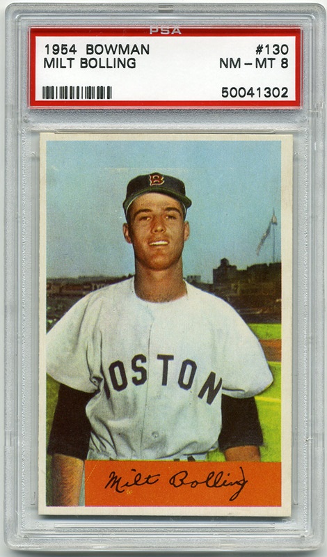 Baseball and Trading Cards - 1954 Bowman #130 Milt Bolling PSA 8