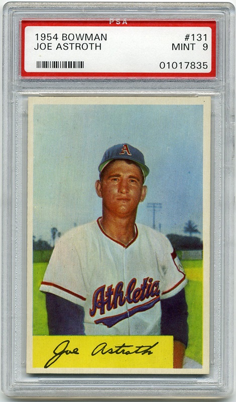 Baseball and Trading Cards - 1954 Bowman #131 Joe Astroth Pop 1 PSA 9