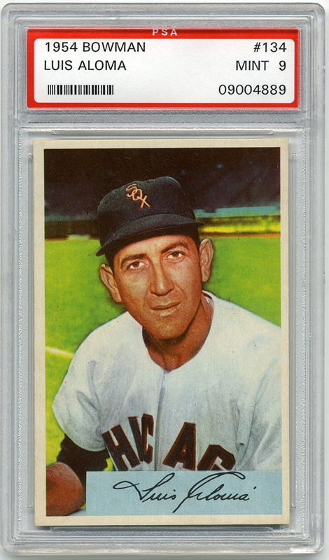 Baseball and Trading Cards - 1954 Bowman #134 Luis Aloma Pop 1 PSA 9