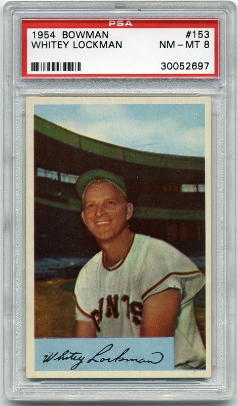 Baseball and Trading Cards - 1954 Bowman #153 Whitey Lockman PSA 8