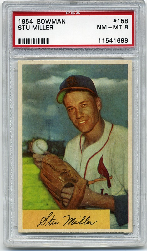 Baseball and Trading Cards - 1954 Bowman #158 Stu Miller PSA 8