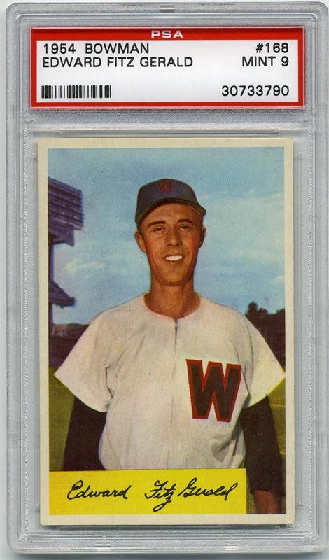 Baseball and Trading Cards - 1954 Bowman #168 Ed Fitzgerald Pop 1 PSA 9