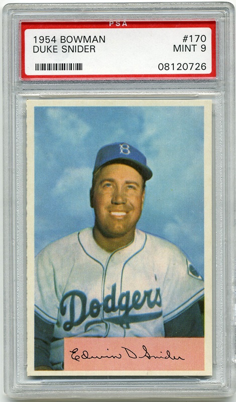 Baseball and Trading Cards - 1954 Bowman #170 Duke Snider PSA 9