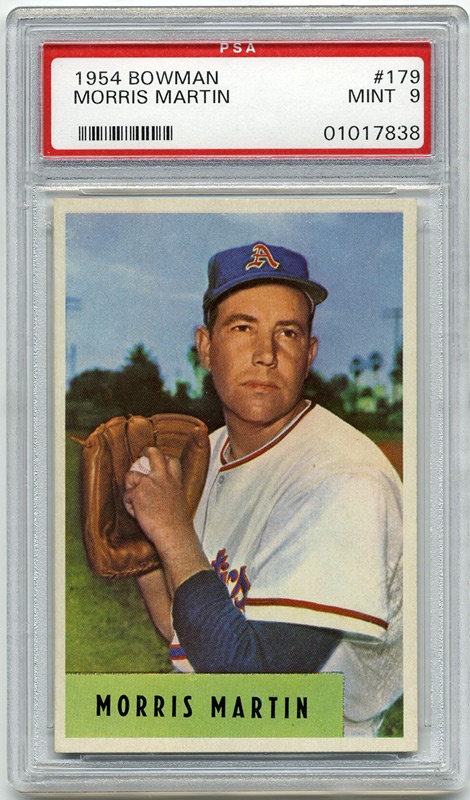 Baseball and Trading Cards - 1954 Bowman #179 Morrie Martin Pop 1 PSA 9