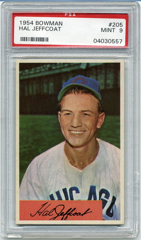 Baseball and Trading Cards - 1954 Bowman #205 Hal Jeffcoat Pop 1 PSA 9