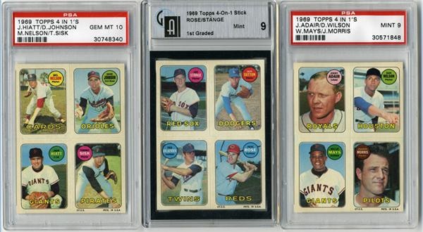 Baseball and Trading Cards - 1969 Topps Baseball 4-in-1's Near Complete PSA Graded Set (22/25)