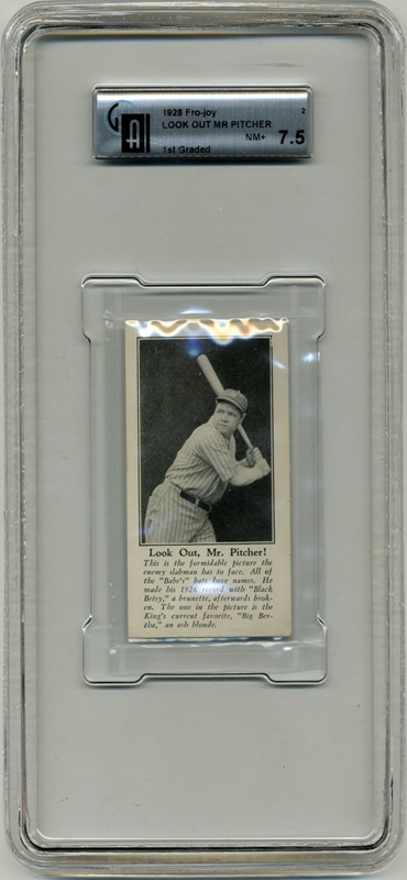 Baseball and Trading Cards - 1928 Fro Joy "Look Out Mr. Pitcher" Babe Ruth GAI 7.5