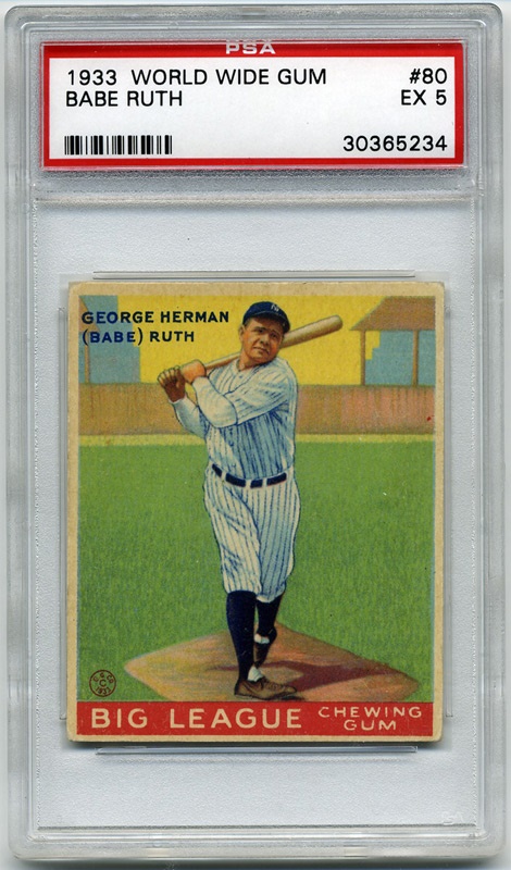 Baseball and Trading Cards - 1933 World Wide Gum #80 Babe Ruth PSA 5