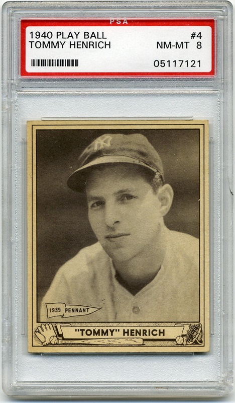Baseball and Trading Cards - 1940 Play Ball #4 Tommy Henrich PSA 8
