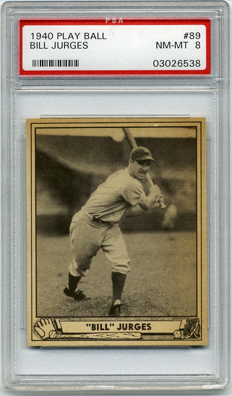 Baseball and Trading Cards - 1940 Play Ball #89 Billy Jurges PSA 8