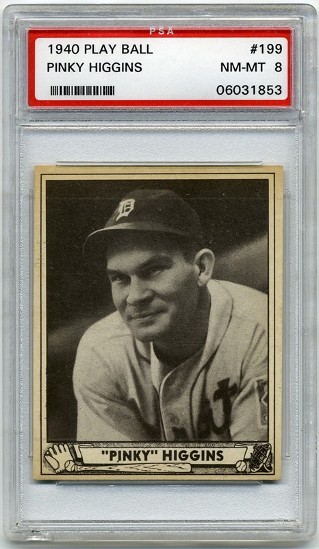 Baseball and Trading Cards - 1940 Play Ball #199 Pinky Higgins PSA 8