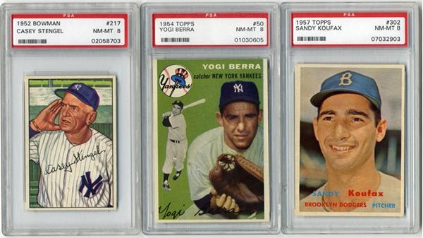 Baseball and Trading Cards - 1952 -1968 PSA High Grade Super Star Collection (15)