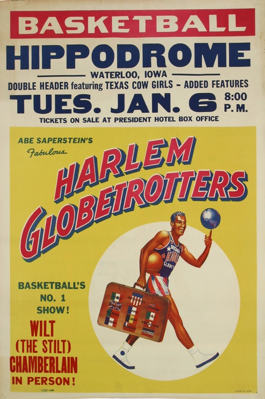 1959 Harlem Globetrotters Poster with Wilt Chamberlain (41x28")