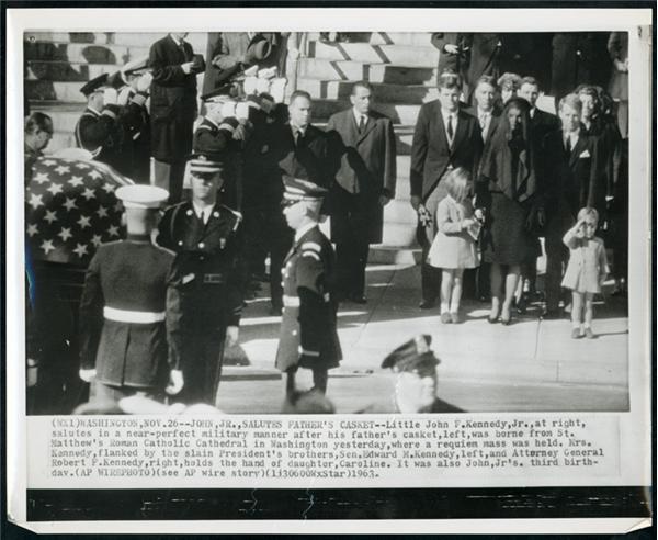 Historical - Famous JFK Jr. Salutes Father's Casket Wire Photo