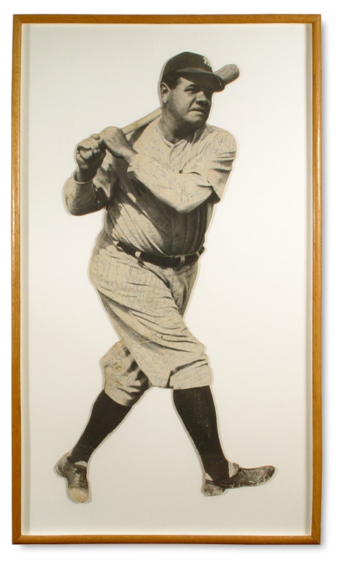 Babe Ruth Lifesize Diecut Vintage Signed by 200+ Big Leaguers from the Lefty Gomez Estate