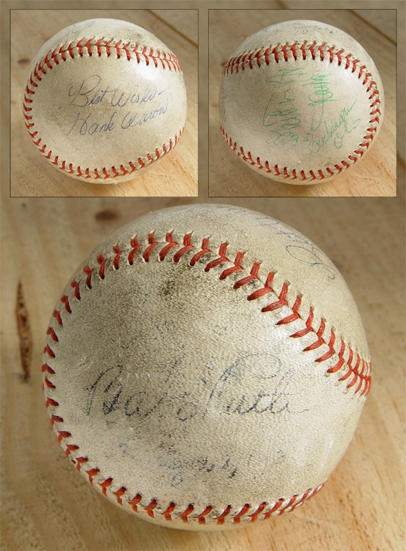 January 2005 Internet Auction - Babe Ruth, Hank Aaron and Sadahara Oh Signed Baseball