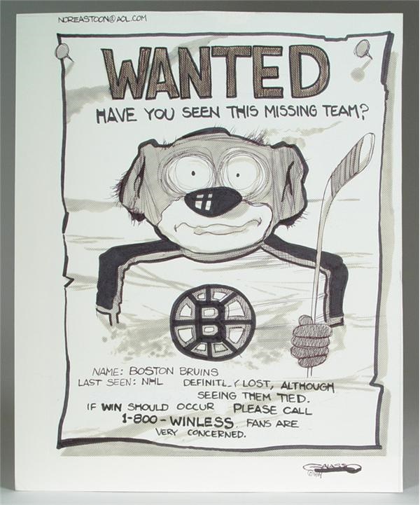 January 2005 Internet Auction - Frank Galasso 1999 Original Drawing: Boston Bruins