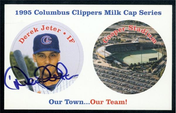 - 1995 Derek Jeter Autographed Clipper Milk Cap