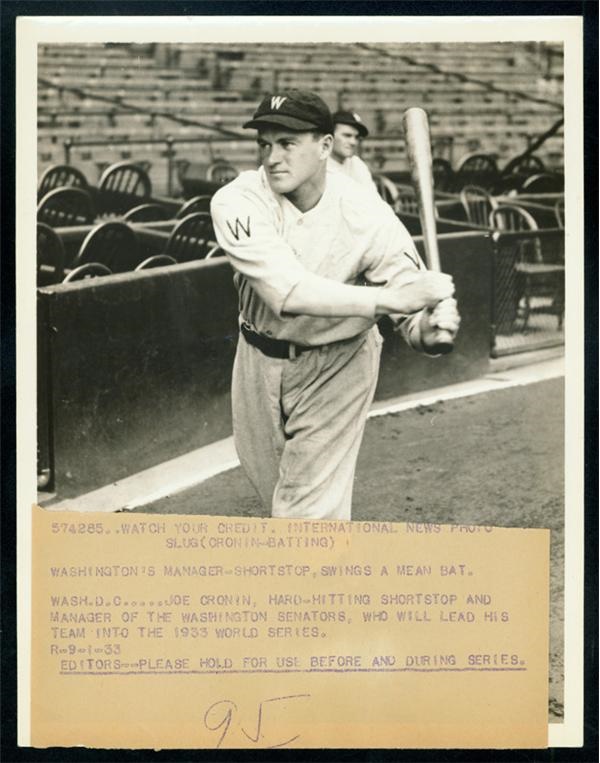 Vintage Joe Cronin Wire Photo