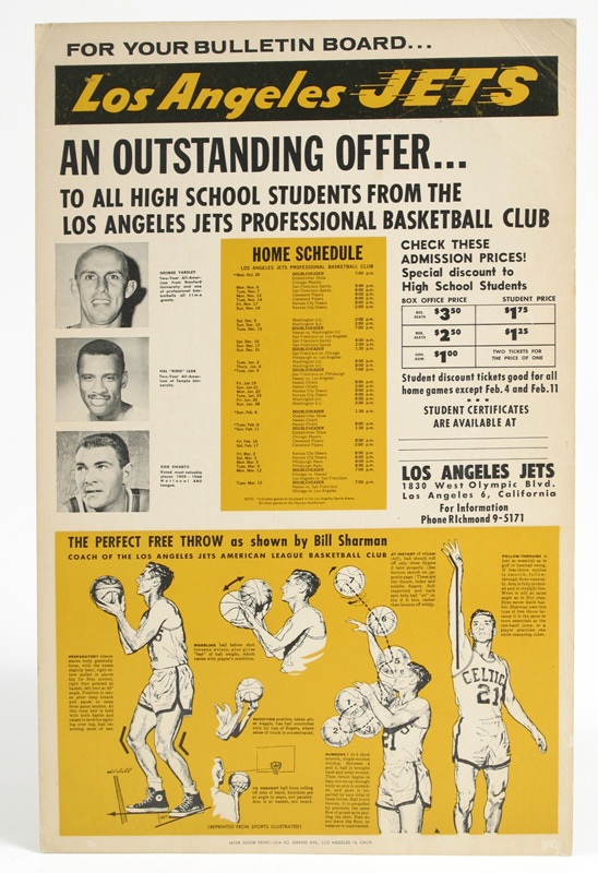 L.A. Jets ABA Cardboard Advertising Sign