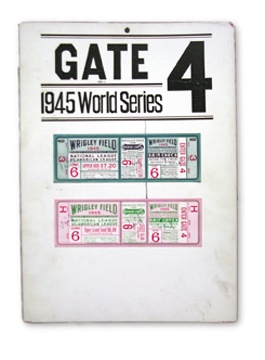 Ernie Davis - 1945 World Series Gate Sign with Tickets (10x14")
