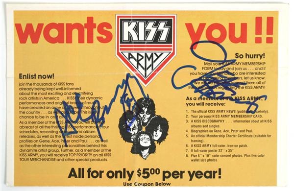 Gene Simmons & Ace Frehley Signed Kiss Army Merchandise Catalogue