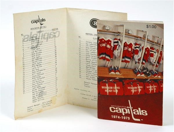 January 2005 Internet Auction - 1974 Washington Capitals First Ever Game Program