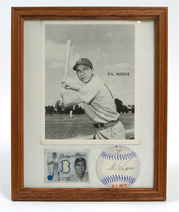 January 2005 Internet Auction - Gil Hodges Vintage Framed Montage with "Signed Baseball"