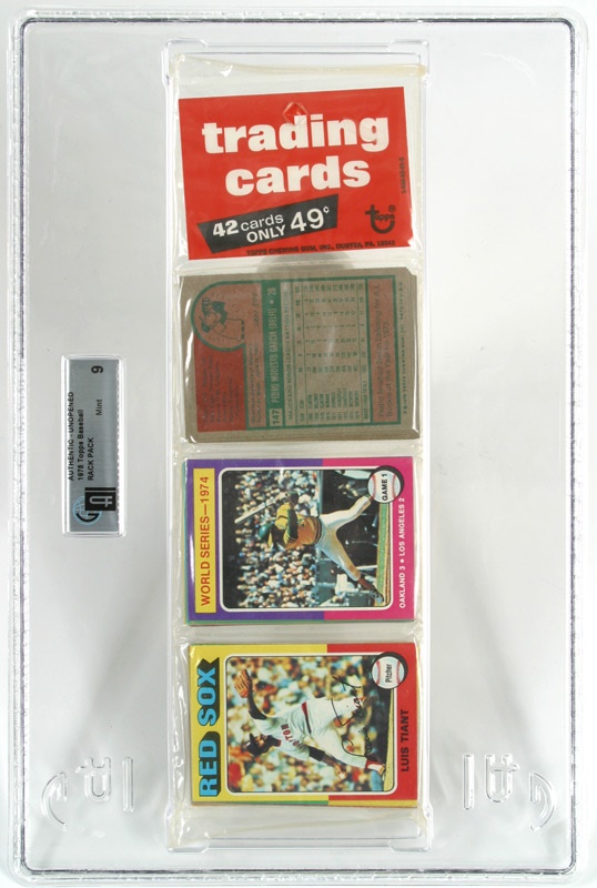 - Unopened 1975 Topps Baseball Rack Pack- GAI 9