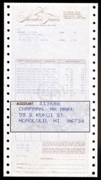 Mark Chapman's Hotel Bill