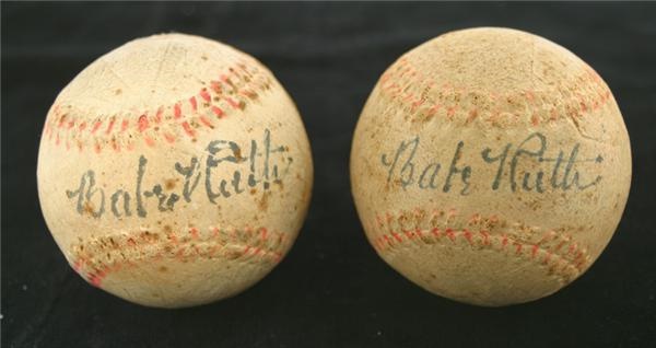 - Matched Pair of Circa 1941 Babe Ruth Single Signed Baseballs