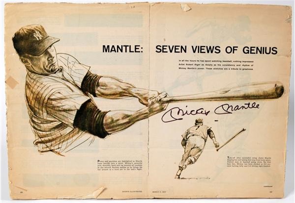 Boston Garden - 1957 Mickey Mantle Sports Illustrated Signed Gatefold